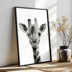 Cute Giraffe Nursery Print – Black and White Safari Animal Art