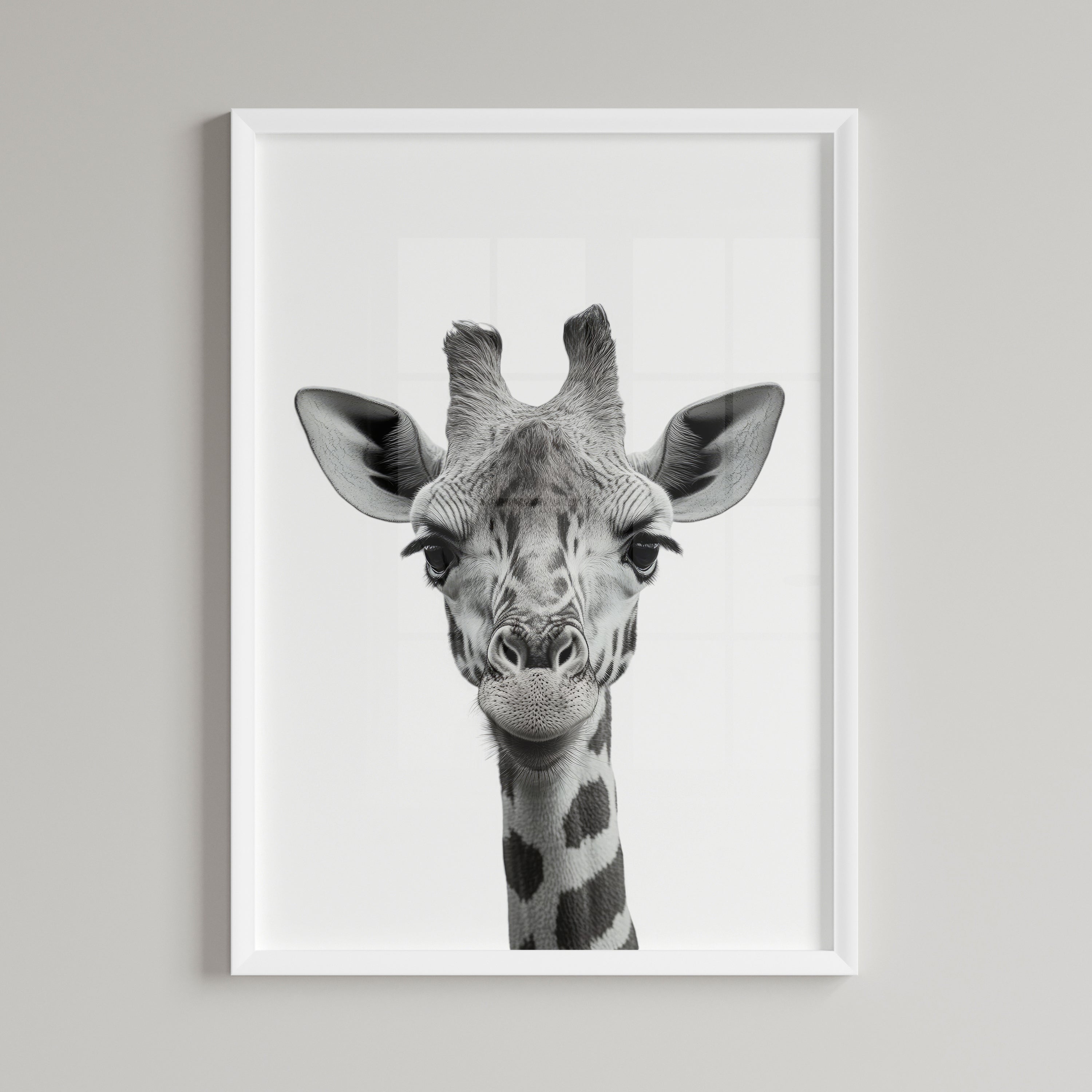 Cute Giraffe Nursery Print – Black and White Safari Animal Art