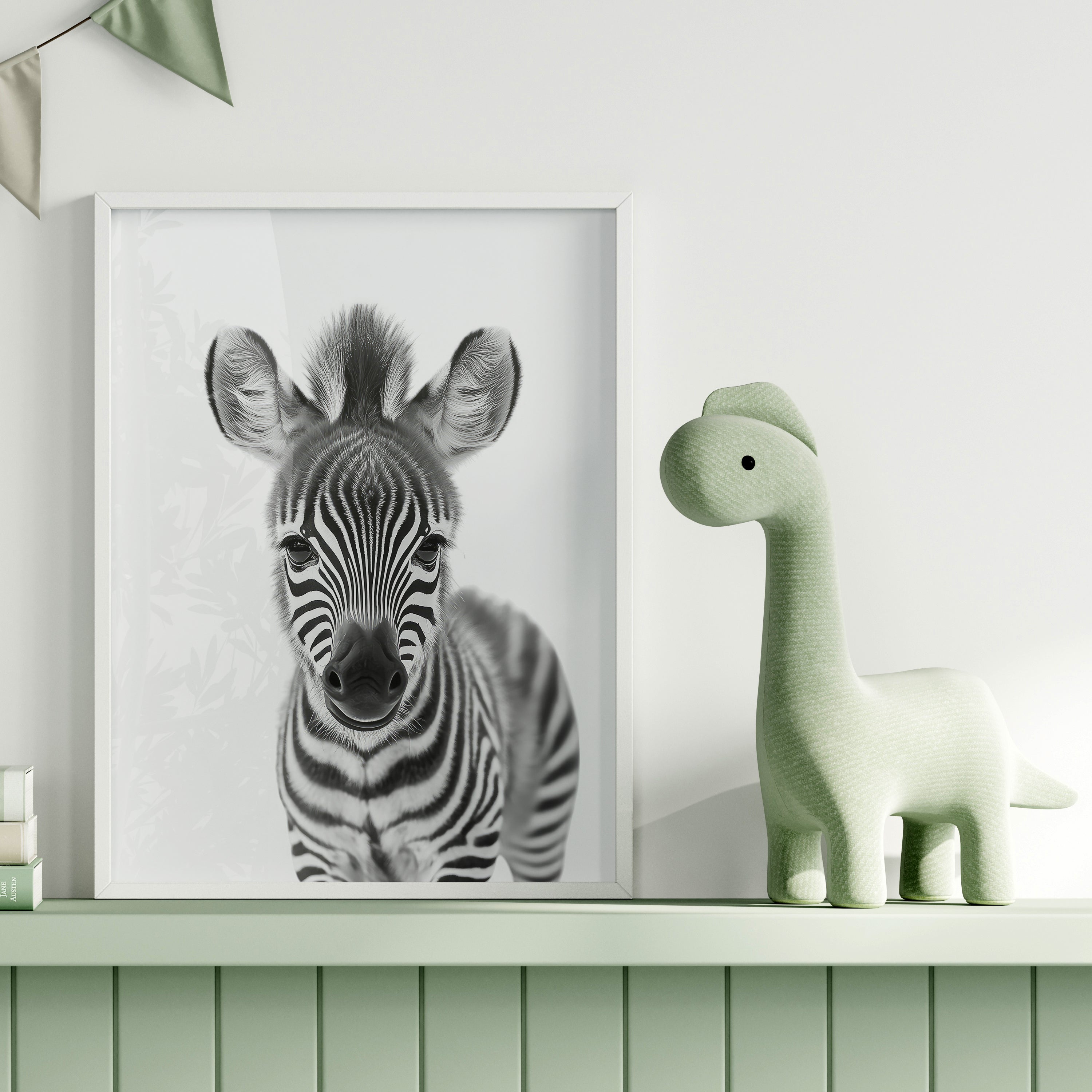 Charming Baby Zebra Nursery Print – Black and White Safari Animal Art for Kids' Room Decor