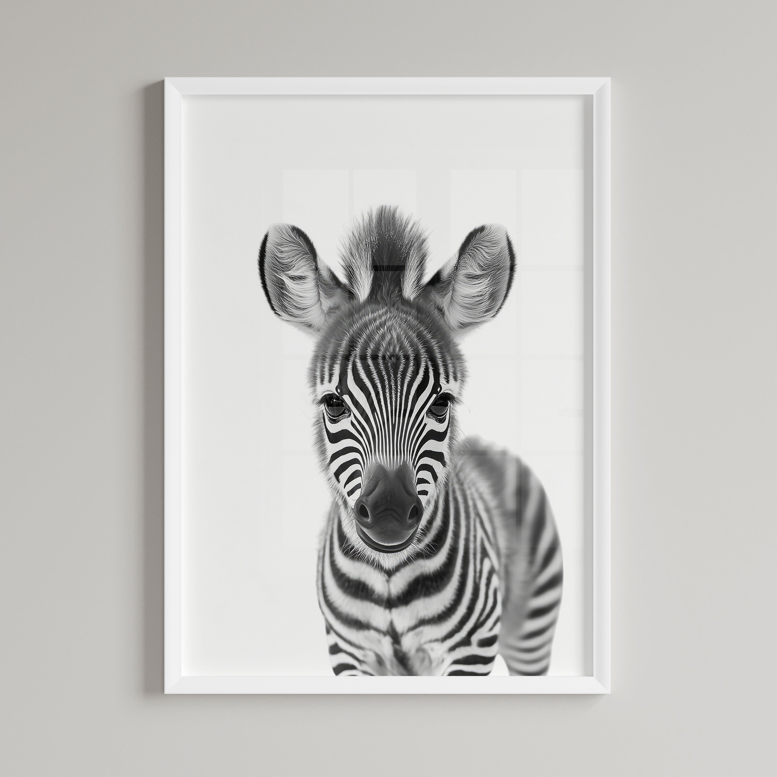 Charming Baby Zebra Nursery Print – Black and White Safari Animal Art for Kids' Room Decor